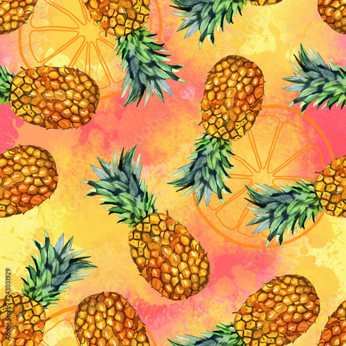 akwarela-owoc-recznie-malowany-ananas-ilustracja-wzor-na-kolor-tla