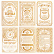 © Extezy - Vintage set retro cards. Template greeting card wedding invitation. Line calligraphic frames