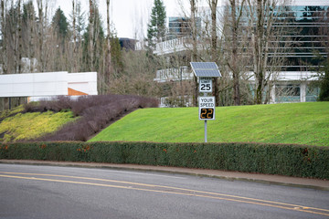 25 mile per hour speed sign with solar panel and battery operated digital radar.