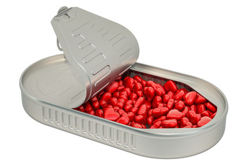 Poster - opened tin can close-up. 3d rendering