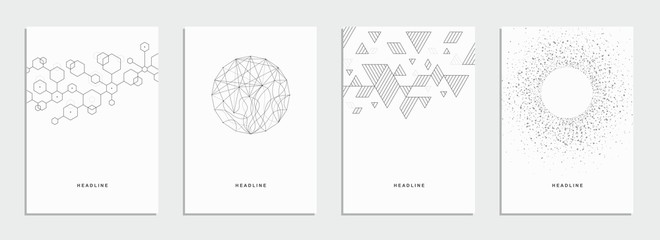 Abstract geometric technological flyer, brochure, corporate identity.