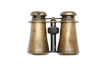 Wall Mural - Vintage binoculars isolated on the white background.