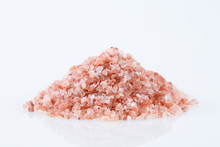 Pink Himalayan Salt Isolated On White Background.