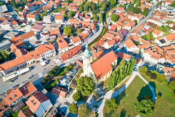 Wall Mural - Samobor main square and church tower aerial view