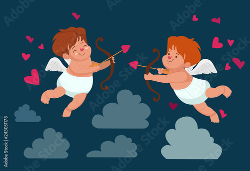 Fotografía Cartoon cupid. Vector illustration