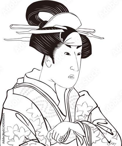 浮世絵 歌舞伎役者 女性 その1 白黒 Buy This Stock Vector And Explore Similar Vectors At Adobe Stock Adobe Stock