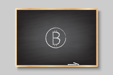 Poster - Bitcon is written on a blackboard.