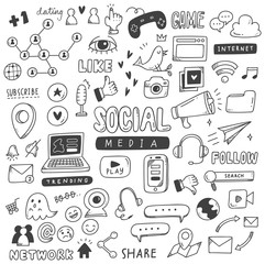 Social media background in doodle style vector illustration