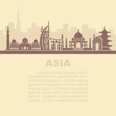 The layout of the leaflets with the sights Asia and place for text