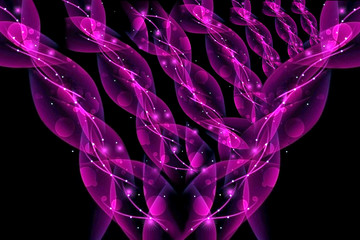 Canvas Print - artistic abstract magenta fractal colorful curves and lines on dark background - illustration