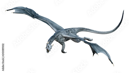 3D Rendering Fairy Tale Dragon on White Obraz na płótnie