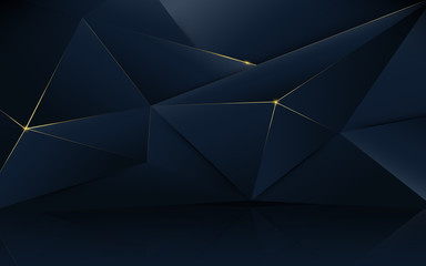 Abstract polygonal pattern luxury dark blue with gold