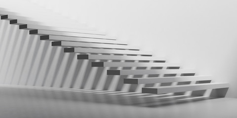 Aufkleber - 3D stimulate of concrete interior space with sun light cast the stair shadow on the wall and floor,Perspective of minimal design architecture,3d rendering	