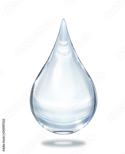Cuadros en Lienzo Water drop close up view isolated on white background.
