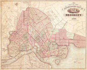 Wall Mural - Map of Brooklyn, New York, 1866 McCloskey's