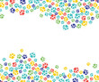 © sabelskaya - Vector abstract animal paw footprint pattern for veterinar design. Cat, dog pets colorful feet track template, frame with space text.