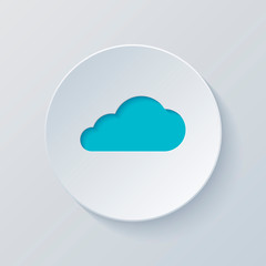 Poster - cloud icon. cut circle with gray and blue layers. paper style
