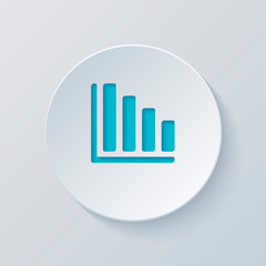 Poster - Declining graph line icon. Cut circle with gray and blue layers.