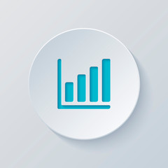 Poster - Growing graph line icon. Cut circle with gray and blue layers. P