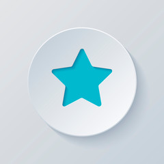 Poster - Star icon. Cut circle with gray and blue layers. Paper style