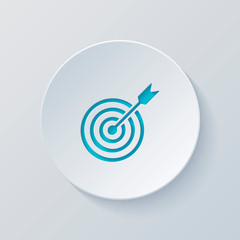 Poster - target icon. Cut circle with gray and blue layers. Paper style