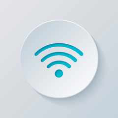 Poster - wi-fi icon. cut circle with gray and blue layers. paper style