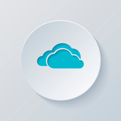Poster - cloudy weather icon. Cut circle with gray and blue layers. Paper