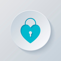Poster - heart lock, padlock. simple silhouette. Cut circle with gray and