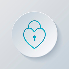 Poster - heart lock, padlock. simple silhouette. Cut circle with gray and