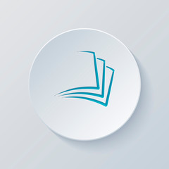Poster - sheet of book, paper. Cut circle with gray and blue layers. Pape