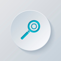 Poster - zoon with gear. Cut circle with gray and blue layers. Paper styl