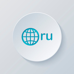Poster - domain of Russia, globe and ru. Cut circle with gray and blue la