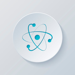 Poster - scientific atom symbol, logo, simple icon. Cut circle with gray