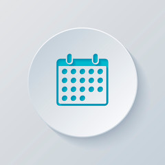 Poster - simple calendar icon. Cut circle with gray and blue layers. Pape
