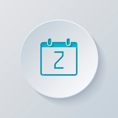 calendar with 2 day, simple icon. Cut circle with gray and blue