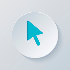Poster - computer mouse arrow icon. Cut circle with gray and blue layers.
