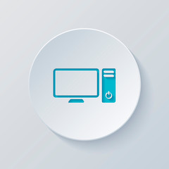 Poster - Personal computer, pc. System unit and monitor. Cut circle with