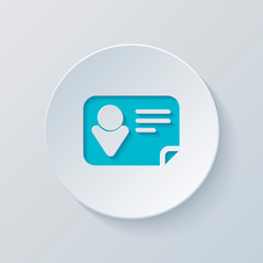 Poster - Identification card icon. Cut circle with gray and blue layers.