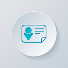 Poster - Identification card icon. Linear style. Cut circle with gray and