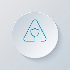 Poster - Shield in warning triangle. Problem with protect. Linear icon wi