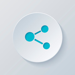 Poster - simple share icon. cut circle with gray and blue layers. paper s