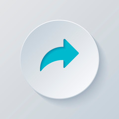Poster - Share icon with arrow. Cut circle with gray and blue layers. Pap