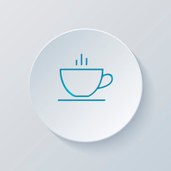 Wall Mural - Simple cap of coffee or tea. Linear icon with thin outline. Cut