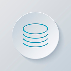 Poster - Database icon. Simple linear symbol, thin outline. Cut circle wi