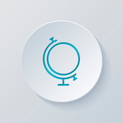 Poster - Simple globe. Linear icon, thin outline. Cut circle with gray an