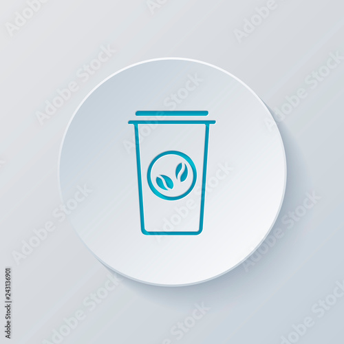Fotografie, Obraz Coffee cup, coffee to go. Simple linear icon, thin outline. Cut