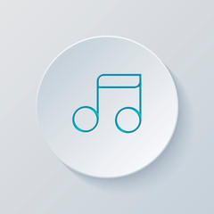 Poster - Simple music note. Linear icon, thin outline. Cut circle with gr