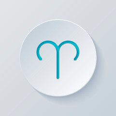 Poster - Astrological sign. Aries simple icon. Cut circle with gray and b