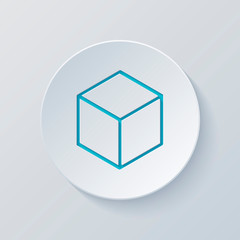 Poster - Geometric empty cube. Simple outline icon. Cut circle with gray