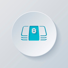 Poster - Pack of bitcoin money or vouchers. Business icon. Cut circle wit